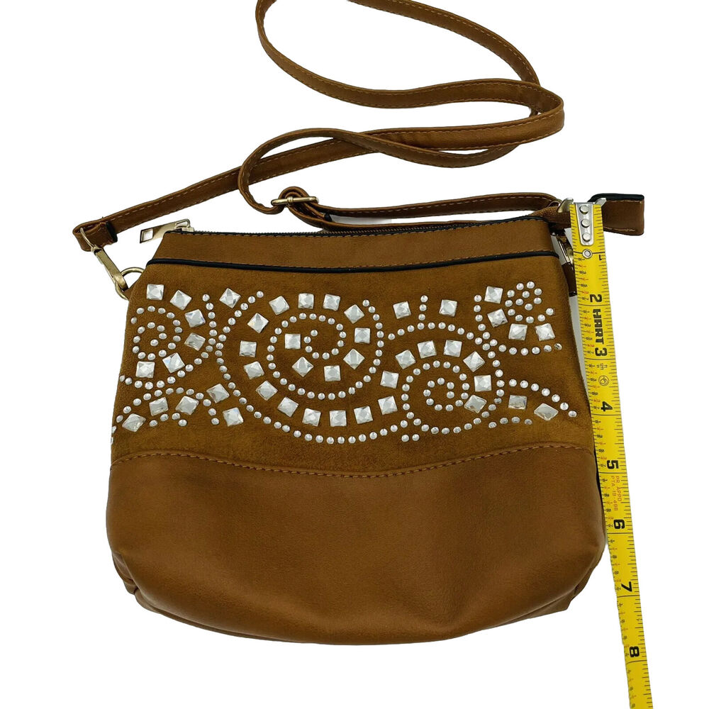 Unbranded Small Brown Faux Pebbled Leather Purse‎ With Bling - Picture 10 of 10